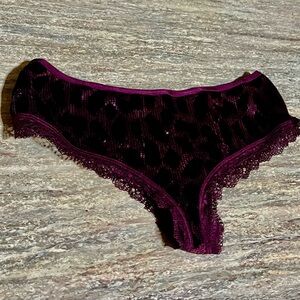 Victoria's Secret Burgundy Velvet with Sequins and Mesh Back Very Sexy Cheeky